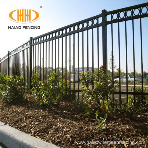 Cheap montage flat rail top steel fence panels